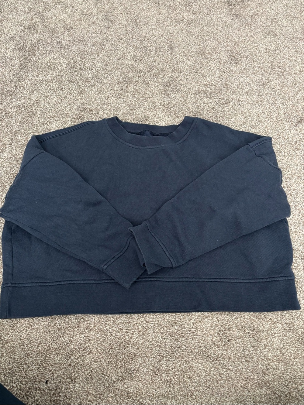 Madewell Cropped Navy Blue Crewneck Sweatshirt